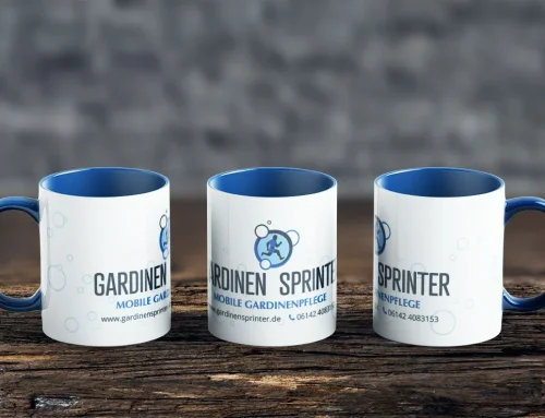 Werbetassen Gardinensprinter Rüsselsheim